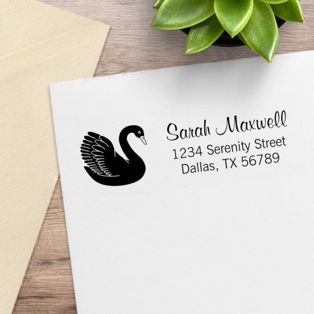 Black Swan-Rücksendeadresse Gummistempel (Von Creator hochgeladen)