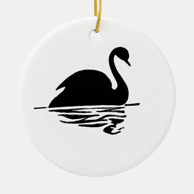 Black Swan-Silhouette Keramikornament (Vorne)