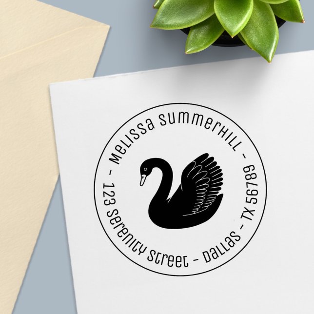 Black Swan Wings up Round Address Permastempel (Von Creator hochgeladen)