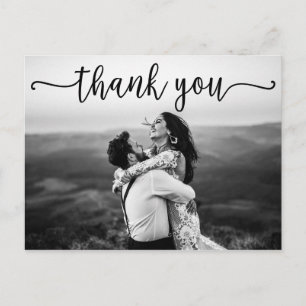 Black Swash Script Foto Hochzeit Vielen Dank Postkarte