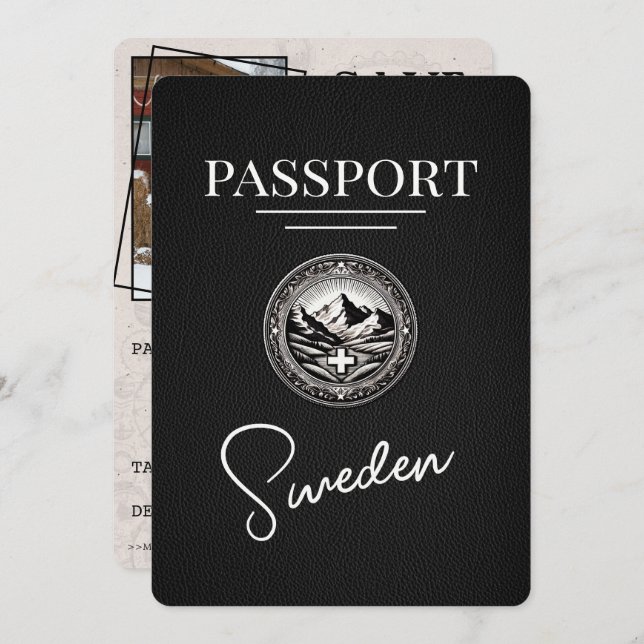 Black Sweden Passport Save the Date (Vorne/Hinten)