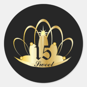 Black Sweet 15 Tiara Sticker-Customize Runder Aufkleber