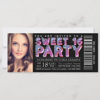Black Sweet 16 Geburtstagsparty Einladung