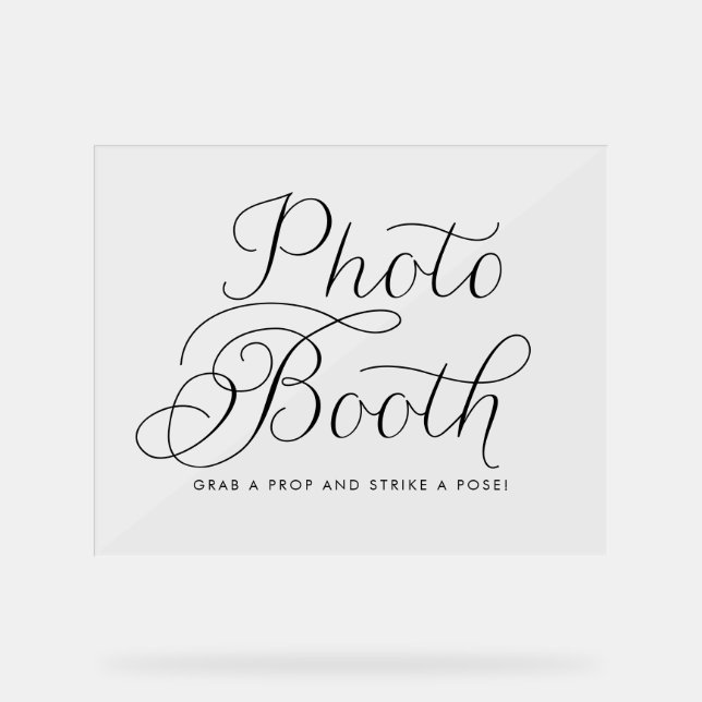 Black Sweet Calligraphy Wedding Foto Booth Acrylschild (Vorderseite)