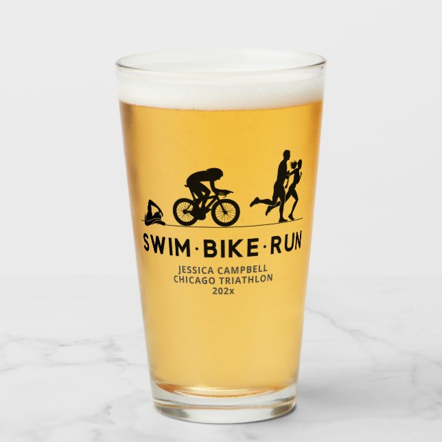 Black ・ Swim Bike Run Triathlon Icon Serie Glas (Vorne (Gefüllt))