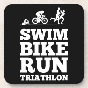 Black ・ Swim Bike Run Triathlon Motivation Getränkeuntersetzer