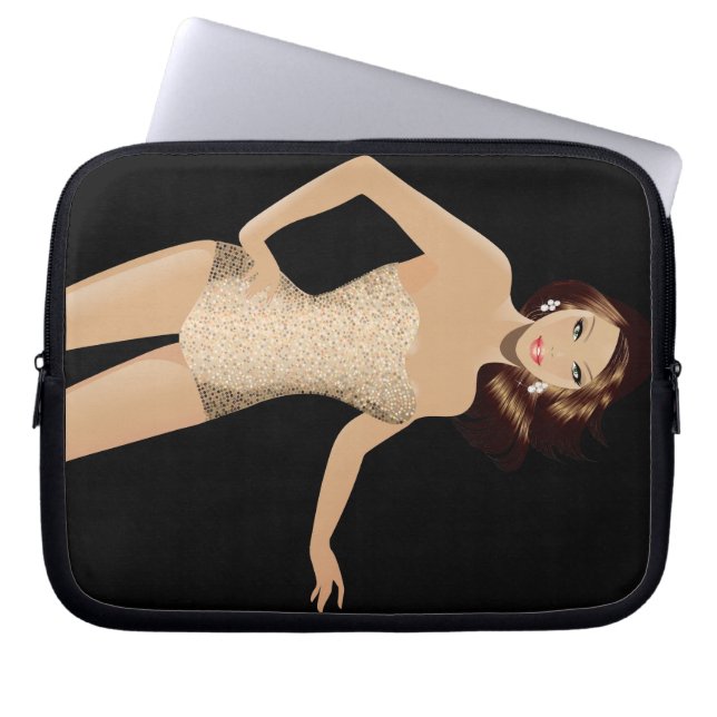 Black Swimsuit Girl Laptop Case (Vorderseite)