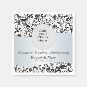 Black Swirl Diamond 60th Wedding Anniversary Foto Serviette