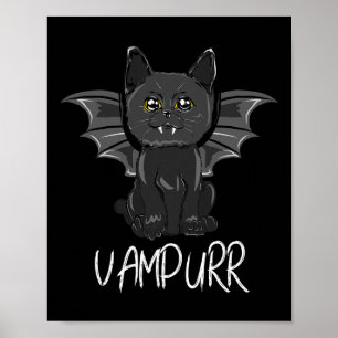 Black T Cat Halloween Vampire Vampurkostüm Poster