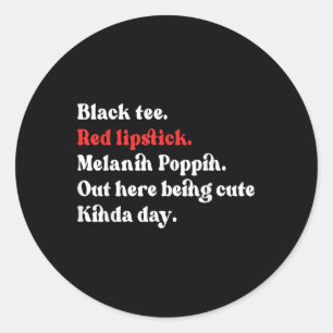 Black T-Shirt Red Lipstick Melanin Brown Skin Hi Runder Aufkleber