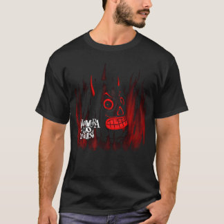 Black T-shirt with skull and fire