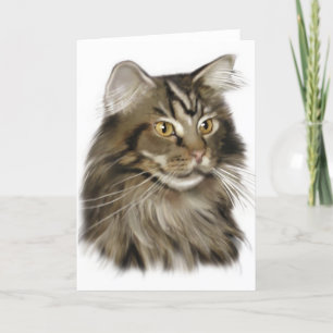 Black Tabby Maine Coon Cat Karte