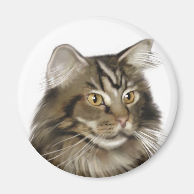 Black Tabby Maine Coon Cat Magnet (Vorne)