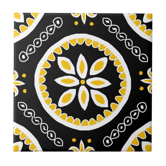 Black Talavera Tile Fliese (Vorderseite)