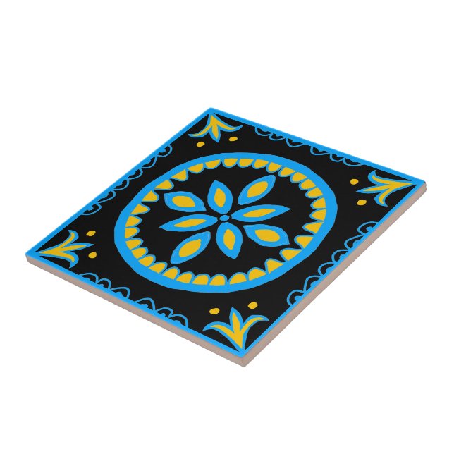 Black Talavera Tile Fliese (Seite)