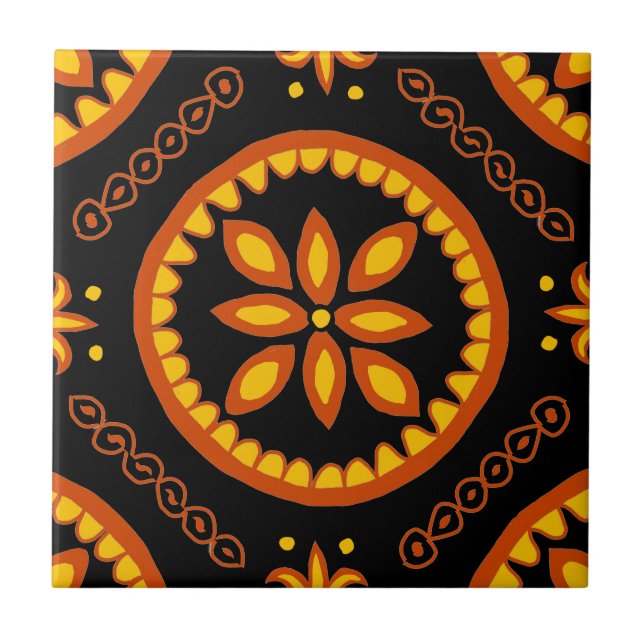 Black Talavera Tile Fliese (Vorderseite)