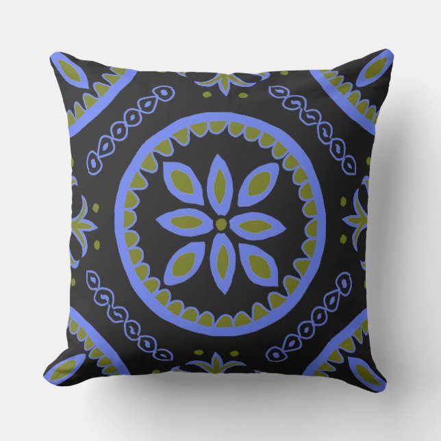 Black Talavera Tile Kissen (Vorderseite)