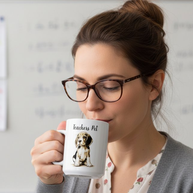 Black/Tan auf White ''Teachers Pet'' Beagle Kaffeetasse (Von Creator hochgeladen)