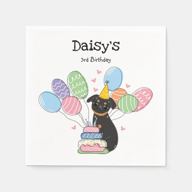 Black Tan Brussels Griffon Birthday Paper Serviette (Vorderseite)