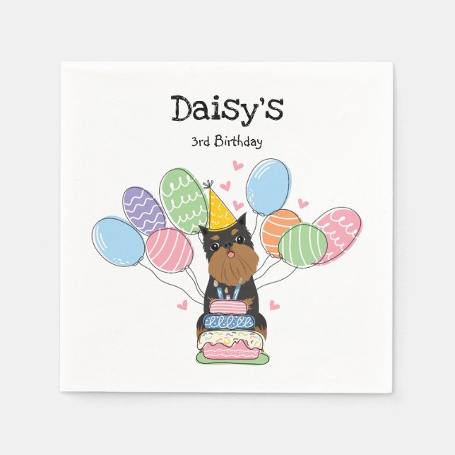 Black Tan Brussels Griffon Birthday Paper Serviette (Vorderseite)