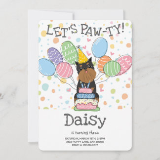 Black Tan Brussels Griffon Cropp Ohren Geburtstag Einladung