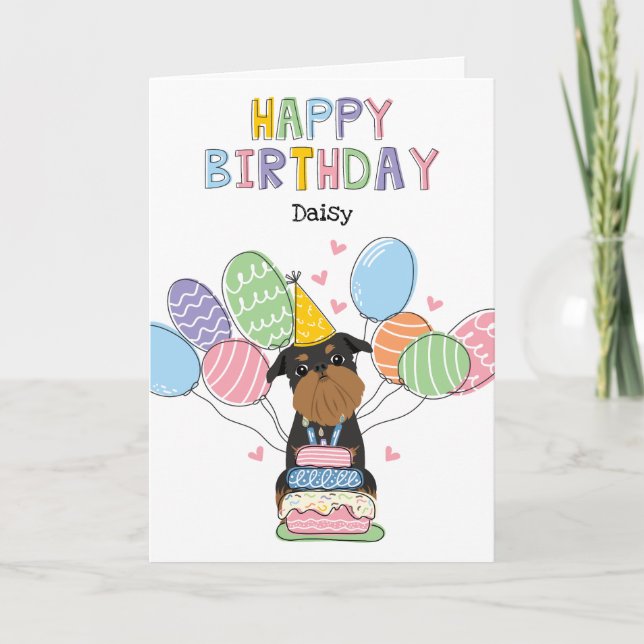 Black Tan Brussels Griffon Dog Birthday Card Karte (Vorderseite)