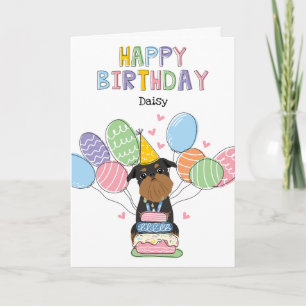 Black Tan Brussels Griffon Dog Birthday Card Karte