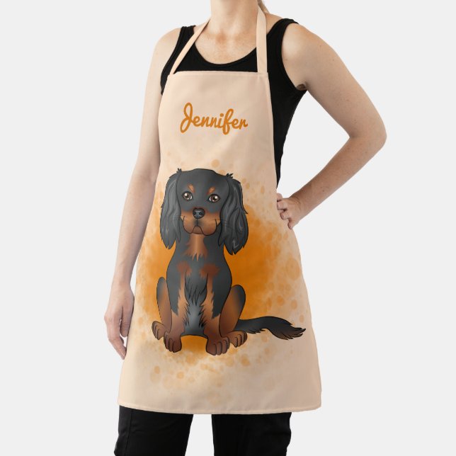 Black & Tan Cavalier King Charles Dog auf Orange A Schürze (InSitu)