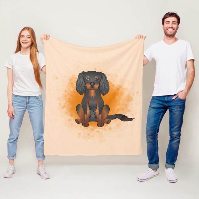 Black & Tan Cavalier King Charles Dog auf Orange Fleecedecke (Beispiel)