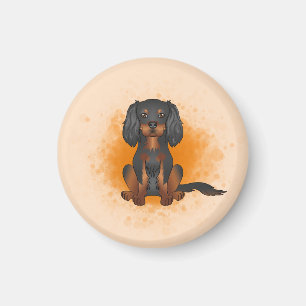 Black & Tan Cavalier King Charles Dog auf Orange Magnet