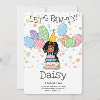 Black Tan Cavalier King Charles Spaniel Birthday Einladung