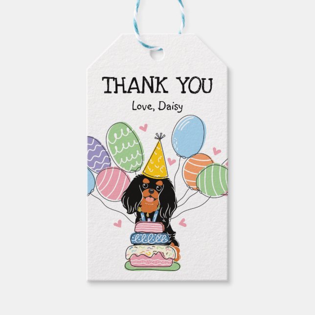 Black Tan Cavalier King Charles Spaniel Birthday Geschenkanhänger (Vorderseite)