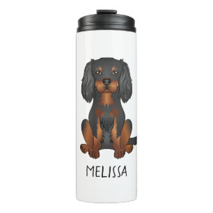 Black & Tan Cavalier King Charles Spaniel & Name Thermosbecher