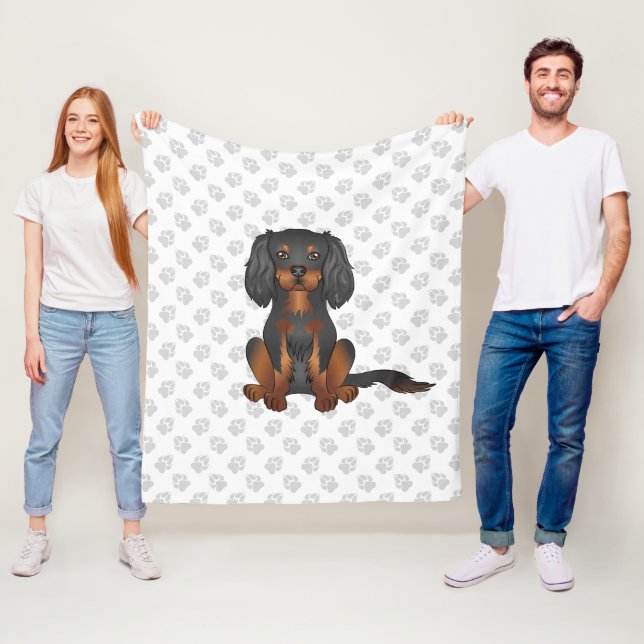 Black & Tan Cavalier King Charles Spaniel & Paws Fleecedecke (Beispiel)