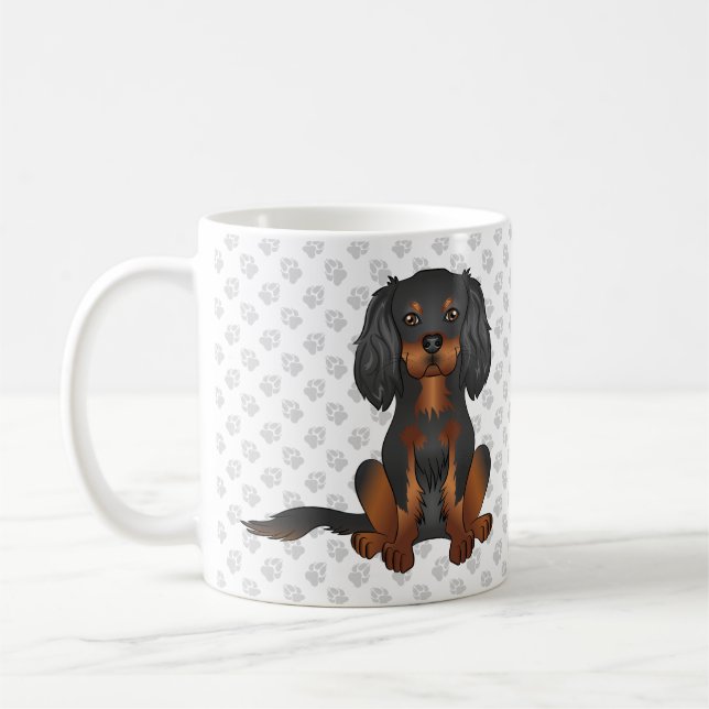 Black & Tan Cavalier King Charles Spaniel & Paws Kaffeetasse (Links)