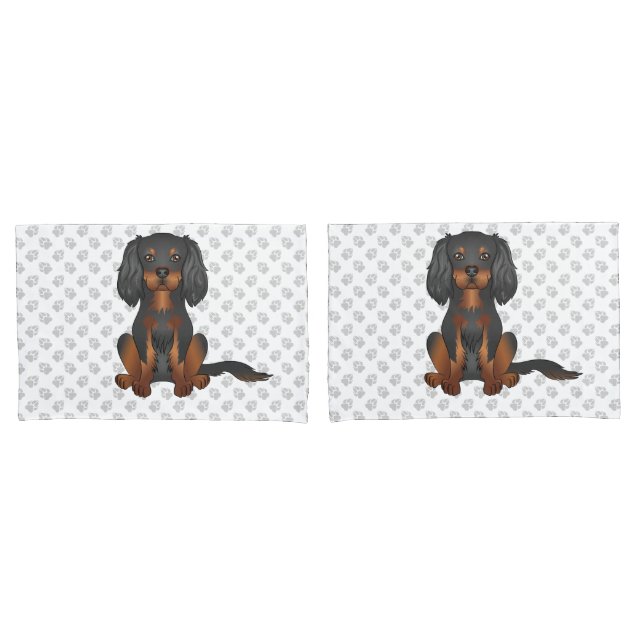 Black & Tan Cavalier King Charles Spaniel & Paws Kissenbezug (Vorderseite-Set)
