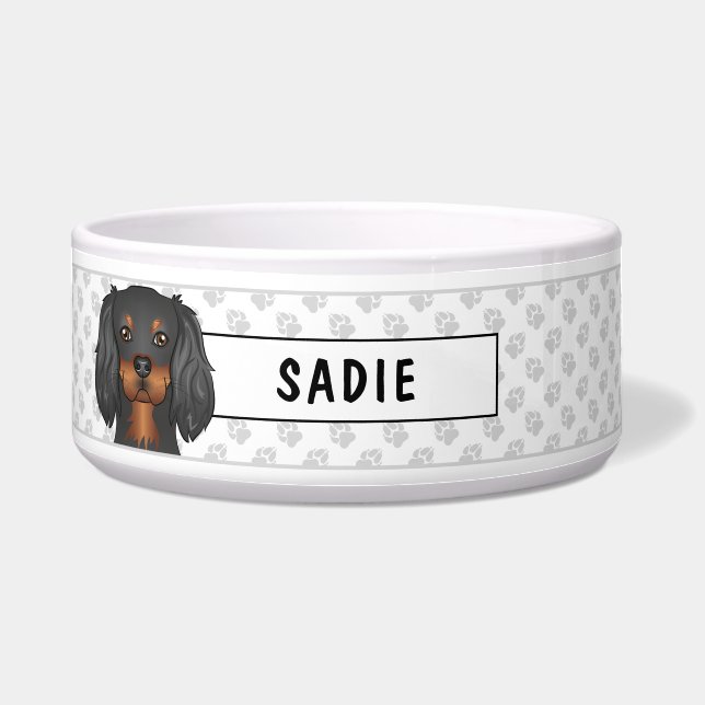 Black & Tan Cavalier King Charles Spaniel & Paws Napf (Vorderseite)