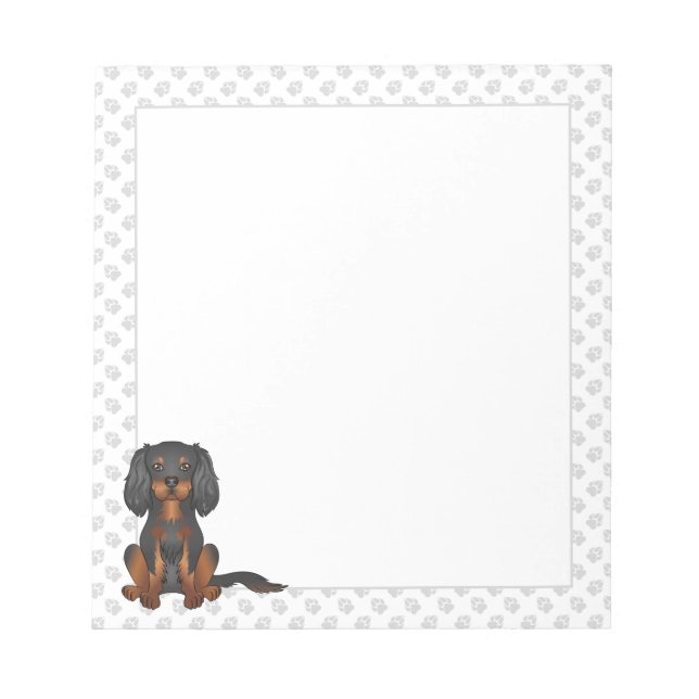 Black & Tan Cavalier King Charles Spaniel & Paws Notizblock (Vorderseite)