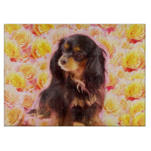 Black & Tan Cavalier Orange Rose Cutting Board Schneidebrett