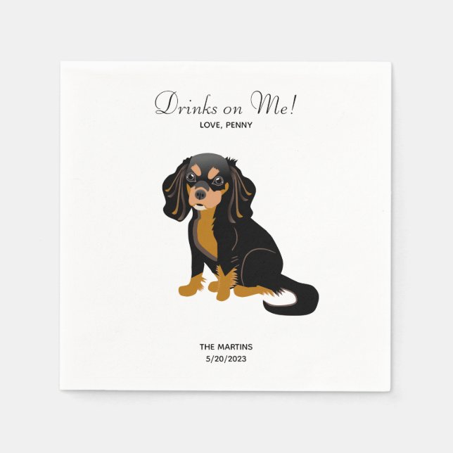 Black Tan Cavalier Wedding Cocktail Napkins Serviette (Vorderseite)