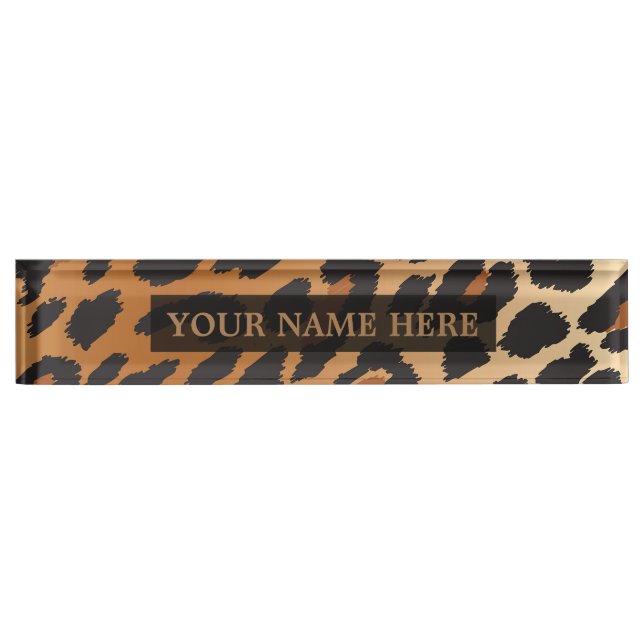 Black & Tan Cheetah Leopard Glam Personalisiert Namensplakette (Vorderseite)