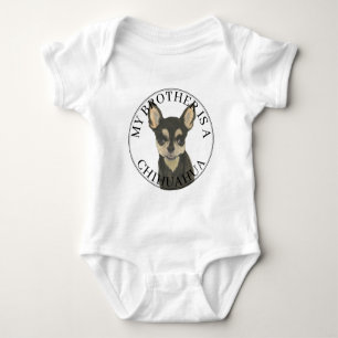Black Tan Chihuahua Dog Big Brother Baby Strampler