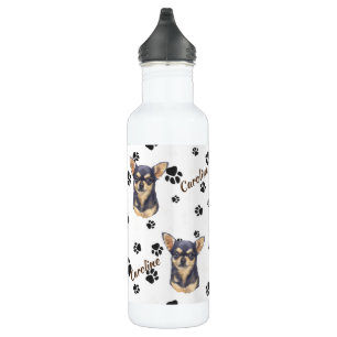 Black Tan Chihuahua Dog Pawprint Tasse Edelstahlflasche