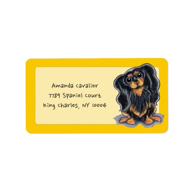 Black Tan CKCS Studio Sunshine Gold Adressaufkleber (Vorne)