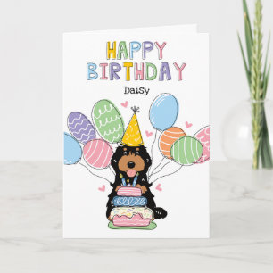Black Tan Cockapoo Cavapoo Hund Happy Birthday Karte
