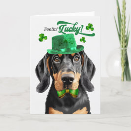 Black Tan Coonhound Dog Lucky St Patrick's Day Feiertagskarte