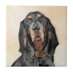 Black & Tan Coonhound Gemälde - Originale Hundekun Fliese