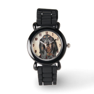 Black & Tan Coonhound Malerei - Original Hunde Kun Armbanduhr