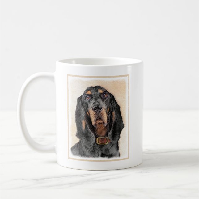 Black & Tan Coonhound Malerei - Original Hunde Kun Kaffeetasse (Links)