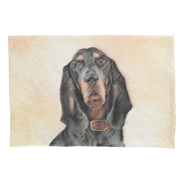 Black & Tan Coonhound Malerei - Original Hunde Kun Kissenbezug (Vorderseite)